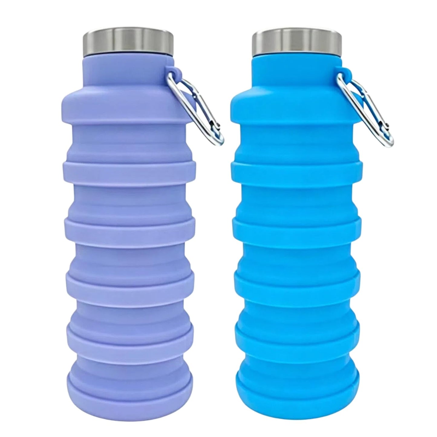 YCT Collapsible Water Bottle 17oz（500ml），Travel Portable Sport Water Bottle，Reusable Silicone Foldable Water Bottles for Gym Camping Hiking (Purple+Blue)