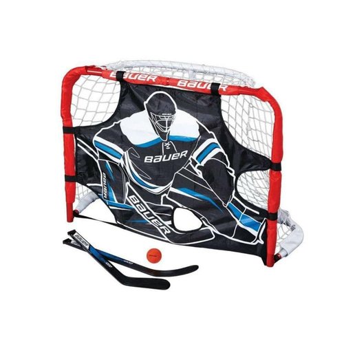 Bauer Pro Mini Knee Hockey Steel Goal Set, Red