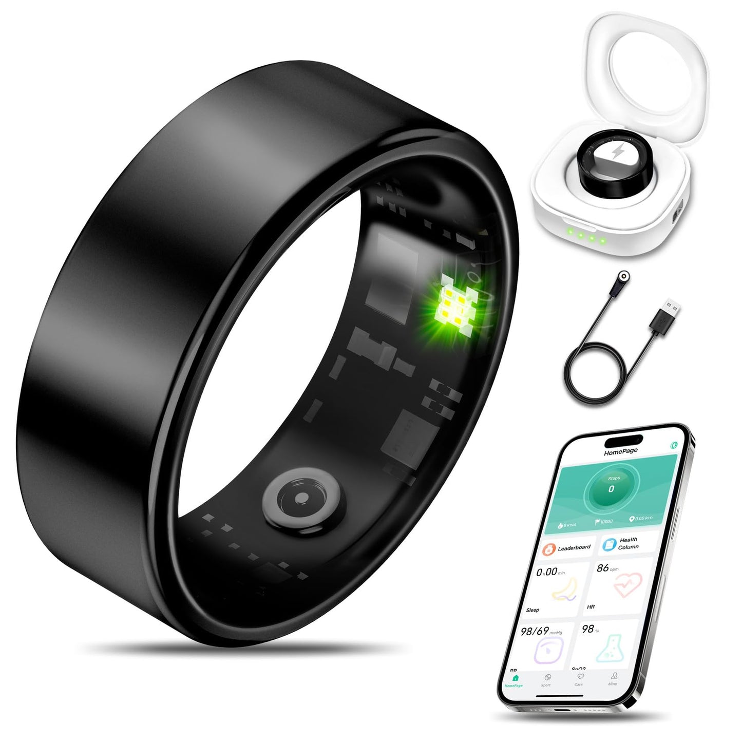 Milavan Smart Health Ring Fitness Tracker for Men Women, Sleep, Stress & Activity Monitoring, IP68 Waterproof, Long Lasting Battery, No Subscription Fees, Compatible with iOS & Android, Coral 6