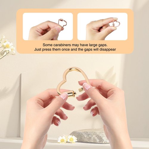 QIYUDA 7Pcs Heart Shaped Carabiner, Metal Screw Heart Keychain Clip