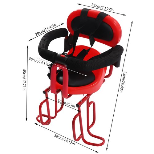 KWCWB Child Bike Seat,Back Mount Child Bike Seat Attachment,for Adult Bikes,Outdoor Bikes Seats, for Children from 1 to 6(Red)