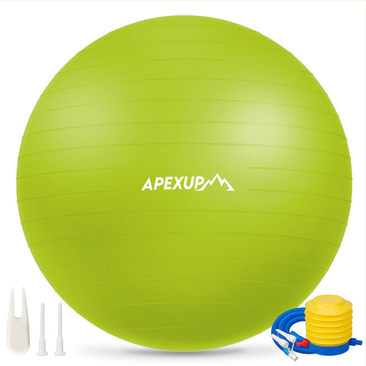 APEXUP Yoga Ball, 660 lbs Anti-Burst Exercise Ball with Pump, 5 Sizes (XXL(31"~34") 85cm, Green)