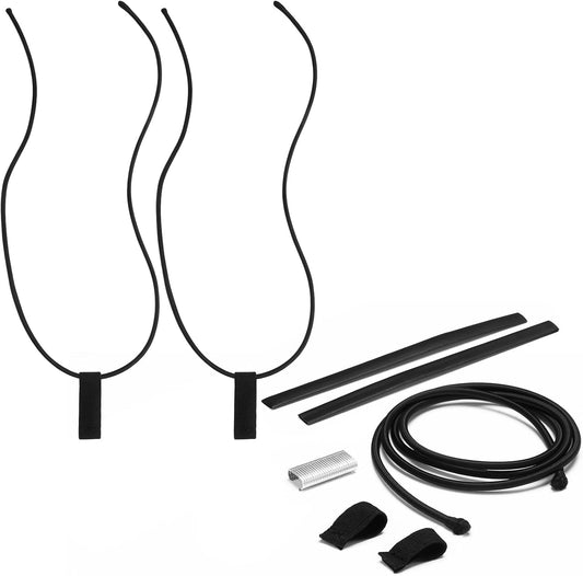 2 Pcs Replacement Wakeboard Tower Rack Bungee Cords with Pull Tab Black Elastic Bungee Shock Rope Wakeboard Tower Rack Parts Fits Wakesurf, Surfboard, Ski, Kneeboard