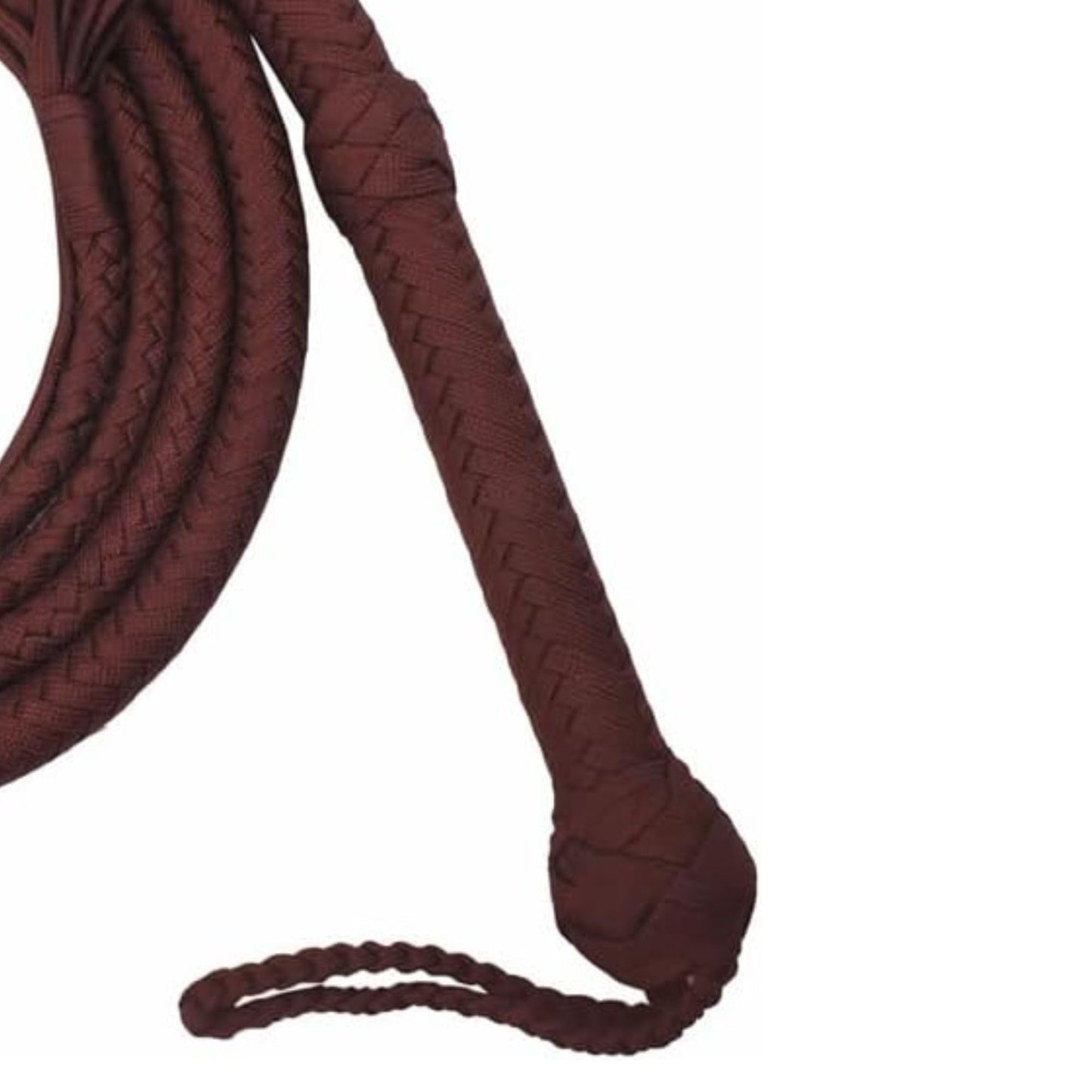 Indiana Jones Style Bull Whip for Equestrian Activities | 04 to 16 Feet Long Paracord Bullwhip | 12 Plaits Paracord Custom Whip with Leather Belly & Bolster Construction Brown (10 Feet)