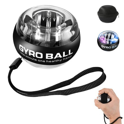 Curaball Hand Exerciser with Counter, 2025 New Auto-Start Wrist Trainer Ball, Gyroscopic Wrist Exercise Ball with Led Lights for Strengthen Arms, Fingers and Muscles Workouts (Black-A, with Counter)