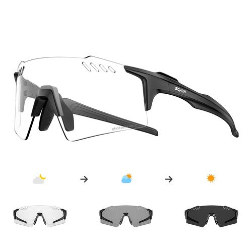 SCVCN Photochromic Cycling Glasses UV400 Protection for Women Men Cycling Glasses TR90 Frame MTB Running Mountain Bike Glasses Riding Baseball Bicycle Driving 01 Black