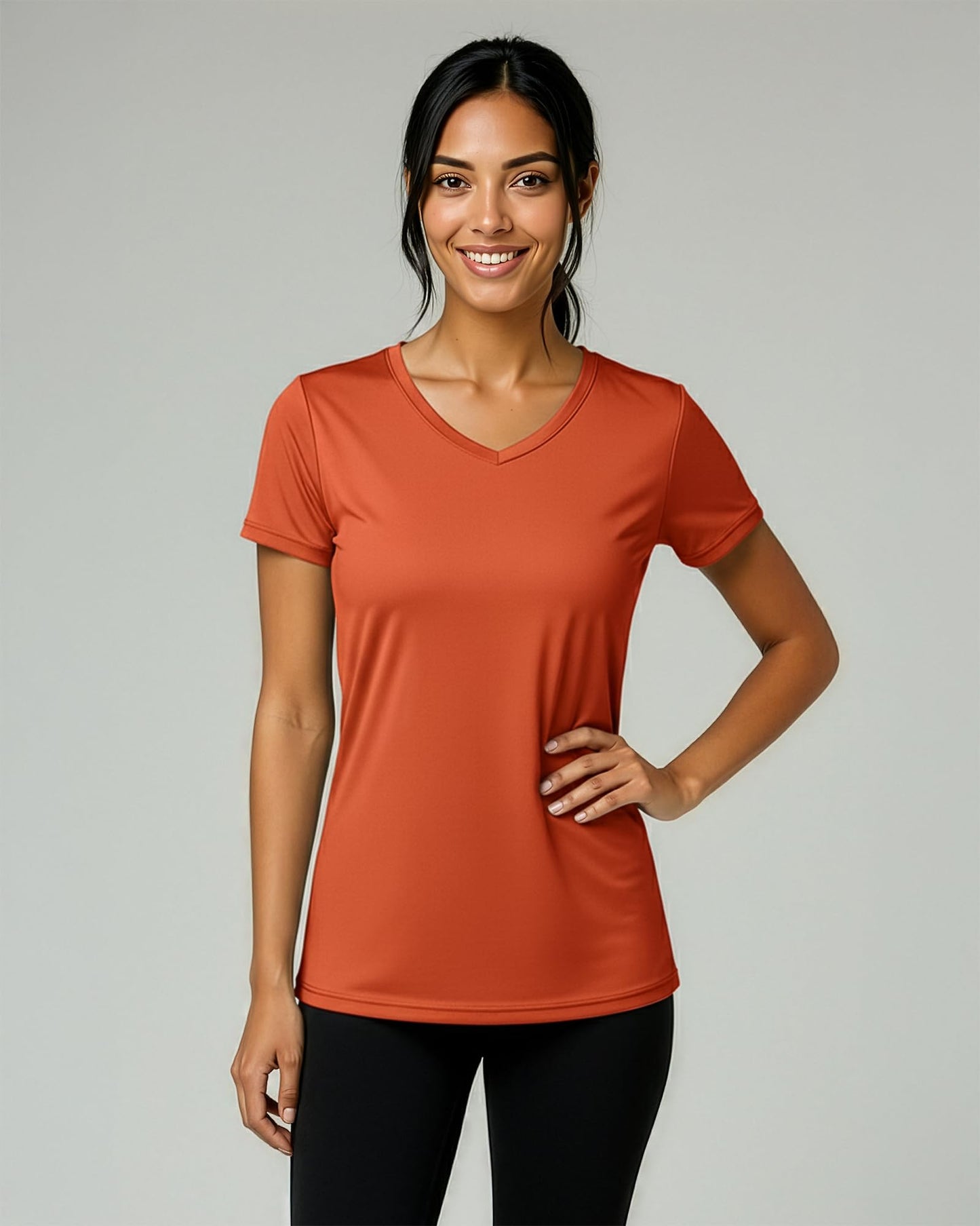Real Essentials 5 Pack: Women's Dry-Fit Short Sleeve V Neck T Shirt Workout Fitness Yoga Top Tee (Available in Plus Size), Set 12, 3X