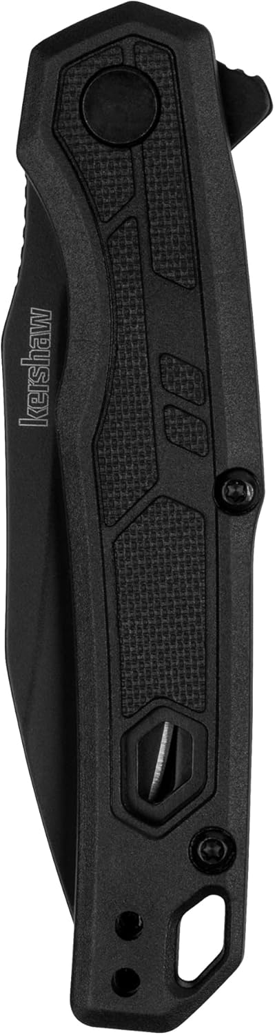 Kershaw Appa Folding Tactical Pocket Knife, SpeedSafe Opening, 2.75 inch Black Blade and Handle, Small, Lightweight Every Day Carry