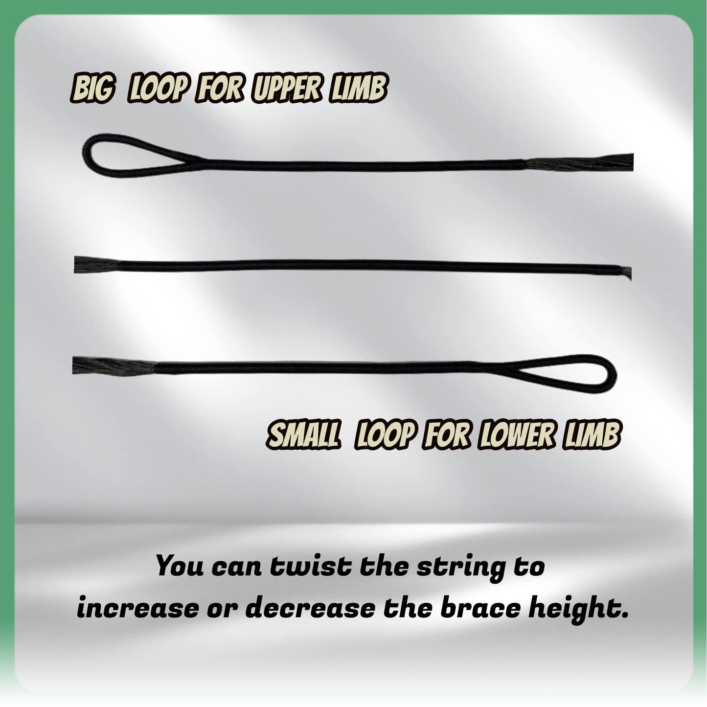DEERACE Traditional Recurve Bow String, AMO 48"-70" 12,14,16 Strands Dacron Bow String Replacement for Recurve/Long/Horse Bow (AMO 54” (Actual Length 50”), 16 Strands (Recommended for up to 65 lbs))