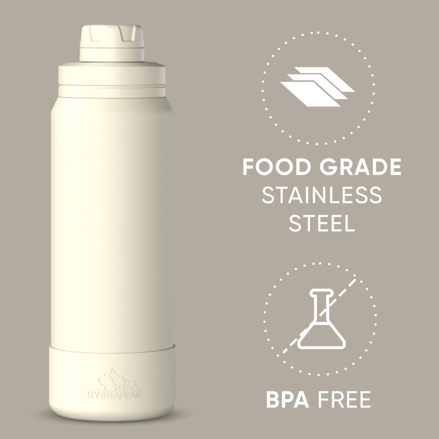 Hydrapeak 32oz Sport Insulated Water Bottle with Chug Lid, Leak & Spill Proof, Keeps Drinks Cold for 24 Hours, Hot for 12 Hours, Premium Stainless Steel Water Bottles (32oz, Alpine)