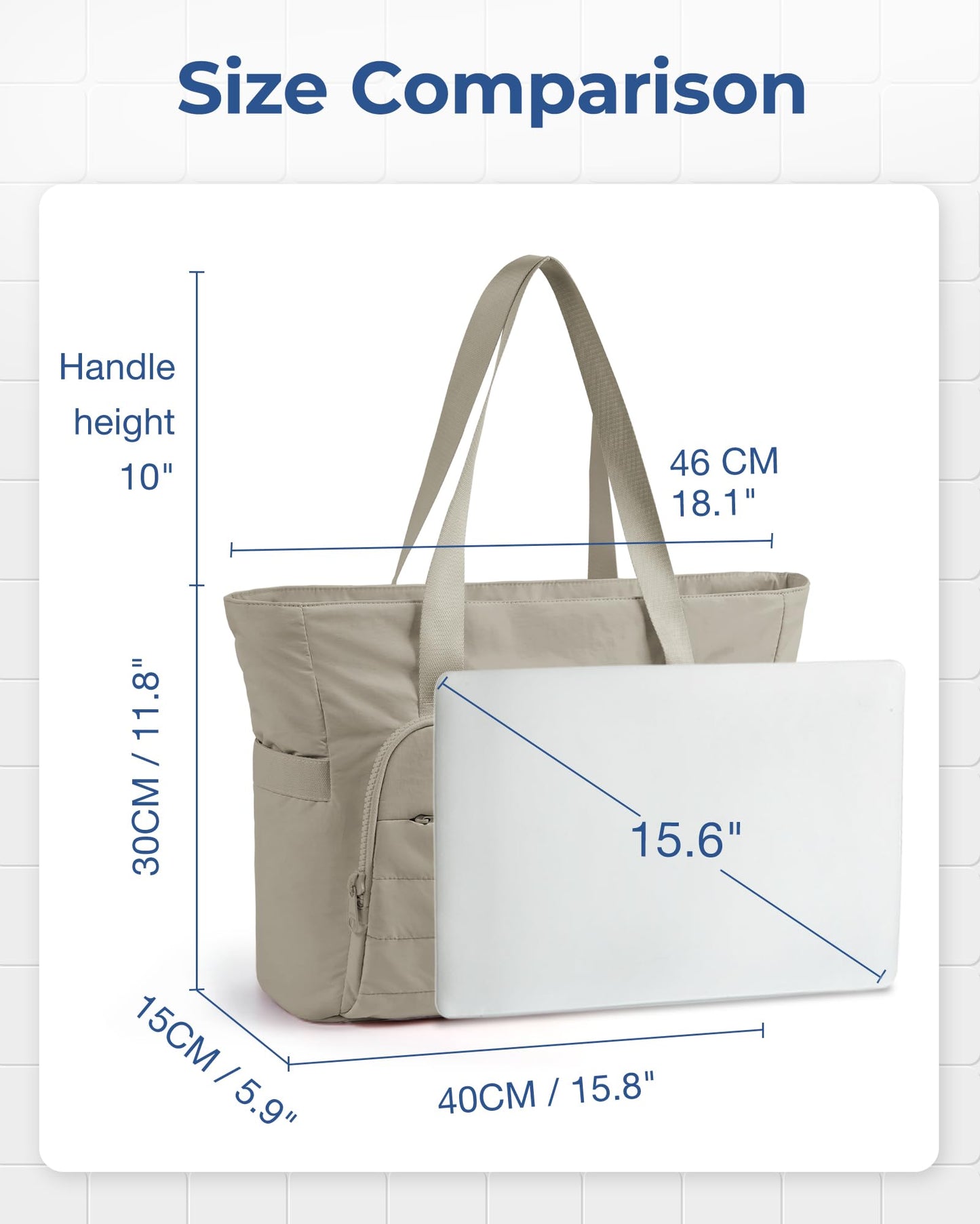 BAGSMART Tote Bag for Women, Lightweight Tote Bag with Yoga Mat Strap, Quilted Handbag for Daily, Work, Gym