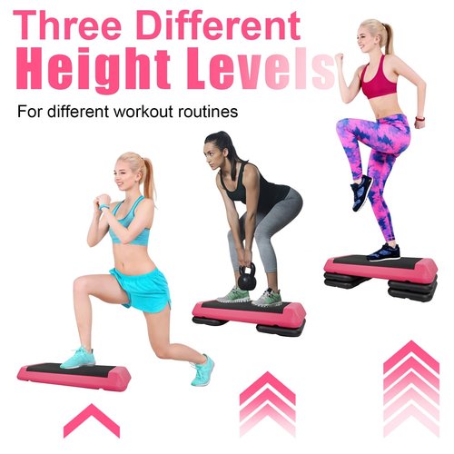 ZeHuoGe The Aerobic Step Platform with 4 Risers Adjustable, Health Club Steppers for Exercise with Adjustable Hight, Stair Stepper for Exercise & Home Gym (Red)