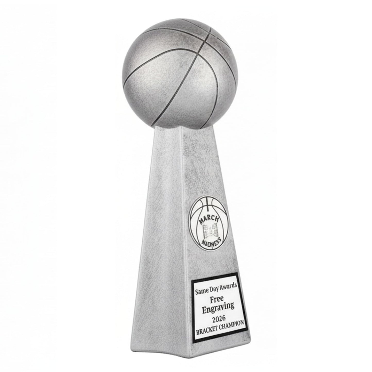Same Day Awards March Basketball Madness Bracket Trophy with Free Engraving 10 Inch Award for Bracket Winner College Basketball Tournament Challenges Office Pools (10")