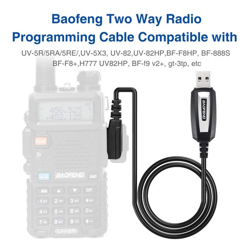 USB Baofeng Programming Cable CH340 Chip Compatible With Baofeng UV-5R BF-F8HP Pro 5RM GM-15PRO UV-32 GMRS UV-5G Plus GM21 K5PLUS AR-152 UV-21R Quansheng UV-K5 8 Ham Radio Accessories