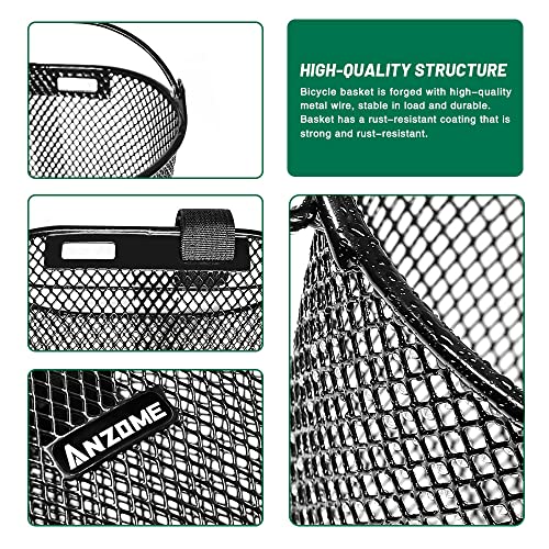 Kids Bike Basket Black Waterproof Metal Wire Bicycle Front Mount