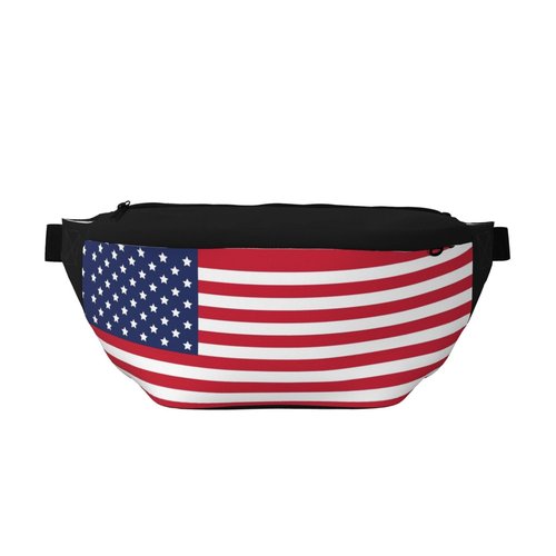 Cute USA Flag Crossbody Fanny Pack for Women Men Adjustable Flag Waist Pack With Pockets for Running,Cycling