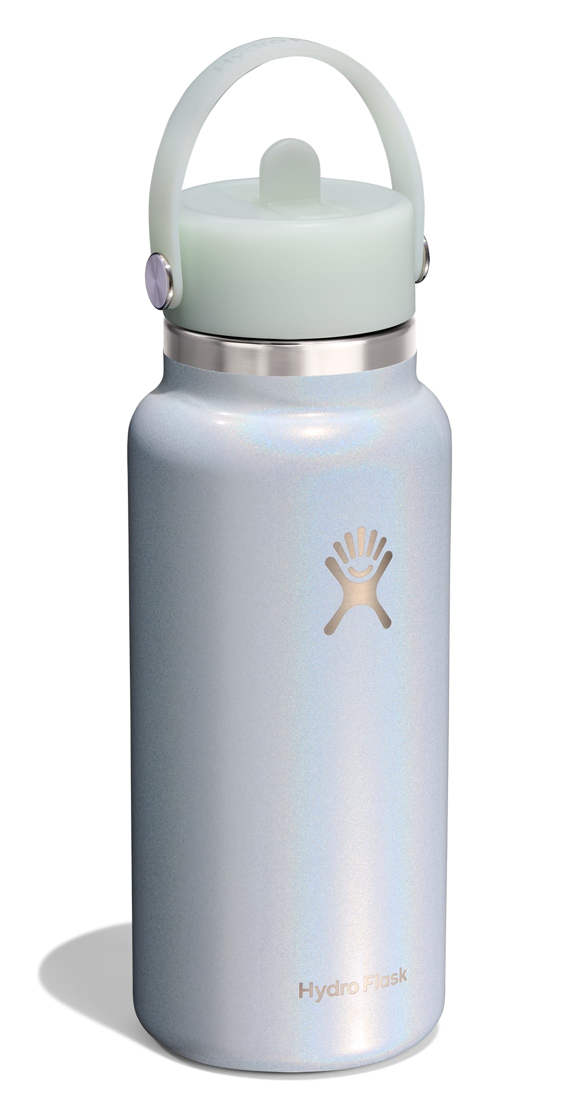 Hydro Flask Water Bottle - Insulated Stainless Steel - Wide Straw Lid, Non Spill, Leakproof in 32 Oz Glimmer Blue