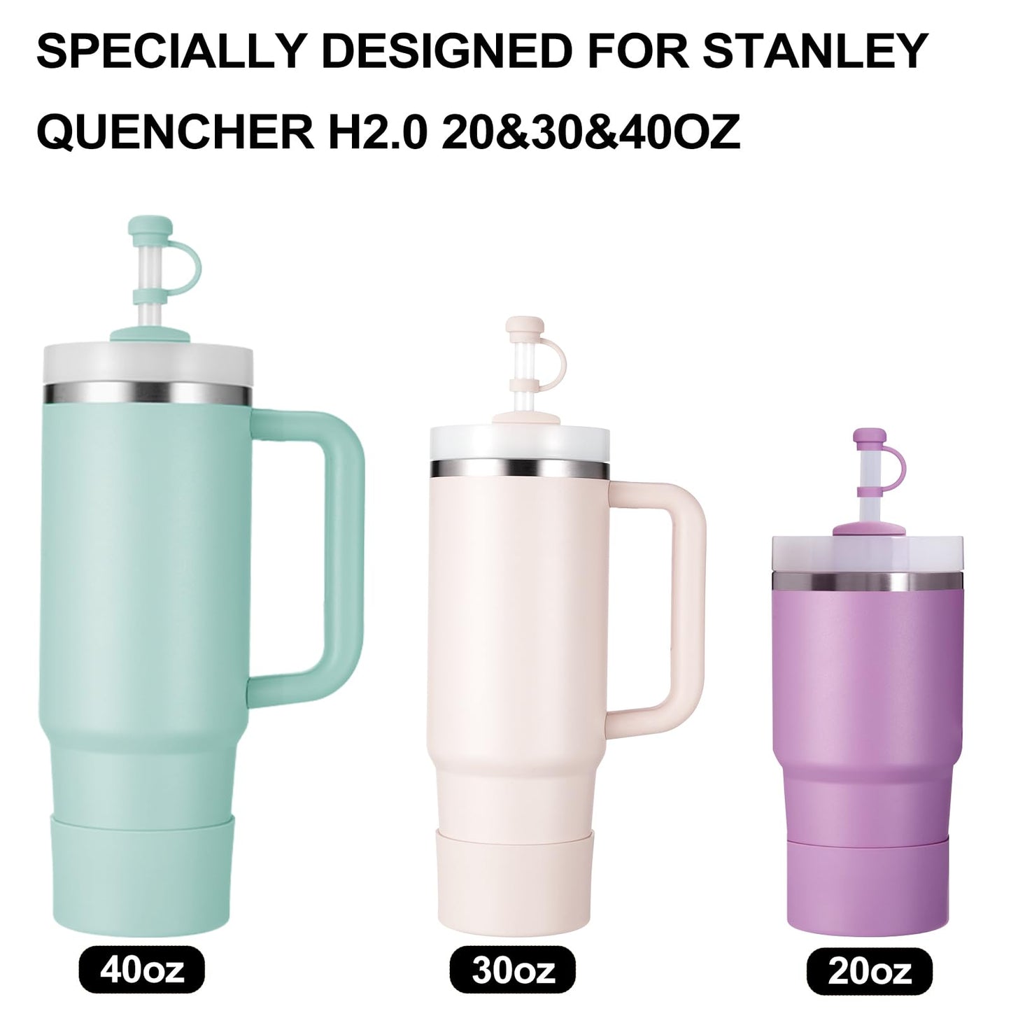 HYZ 8pcs Stanley Cup Accessories, Spill Proof Stopper & Boot Set, Seafoam