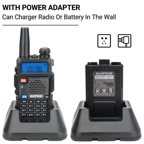 Ham Radio Baofeng UV-5R Radio Long Range UV5R Handheld Dual Band VHF UHF Rechargeable Two Way Radio Walkie Talkies for Adults with Earpiece Full Kit for Camping Hunting Survival Gear,2Pack