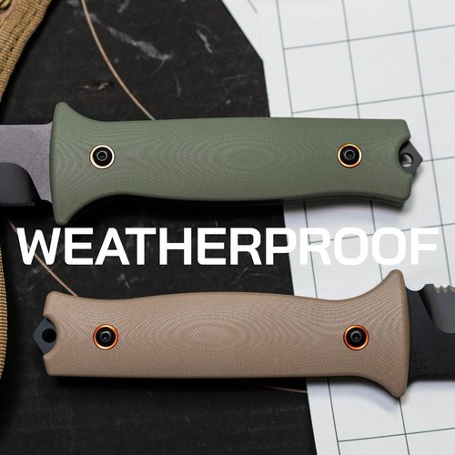 704 Gear Rogue Fixed Blade Knife | Serrated 4.5 inch 14C28N Steel Full Tang Blade, Textured G10 Handle, and Kydex Sheath with Carrying Clip | Black