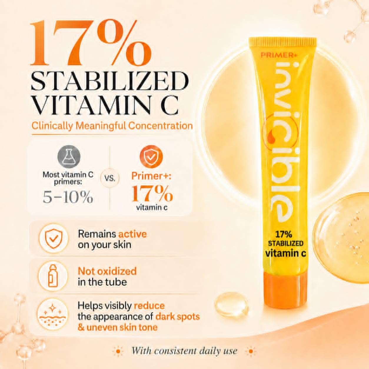 InviCible Primer+ 17% Vitamin C Makeup Primer & Dark Spot Corrector, 1 oz