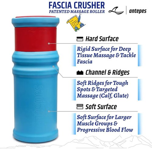 Antepes Fascia Crusher Foam Roller - Multi-Density Massage Roller for Deep Tissue & Muscle Stimulation - Soft Surface Increases Blood Flow in Muscles & Tendons, Hard Surface Relieves Fascia & Knots