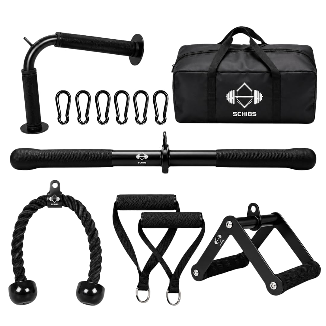 Schibs Cable Machine Attachment Set LAT Pulldown Attachments Weight Machine Accessories for Home Gym