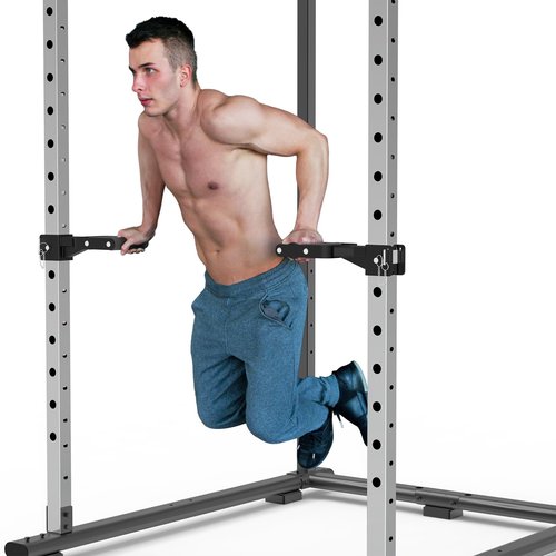 Kipika Y-Shaped Dip Bar for Power Cage with 5/8" or 1" Hole - Dip Bar Attachments for Home Gym - Heavy Duty Power Rack Attachments - Squat Rack Accessories for Strength Training (For 3" x 3" Power Rack with Foam Grips)