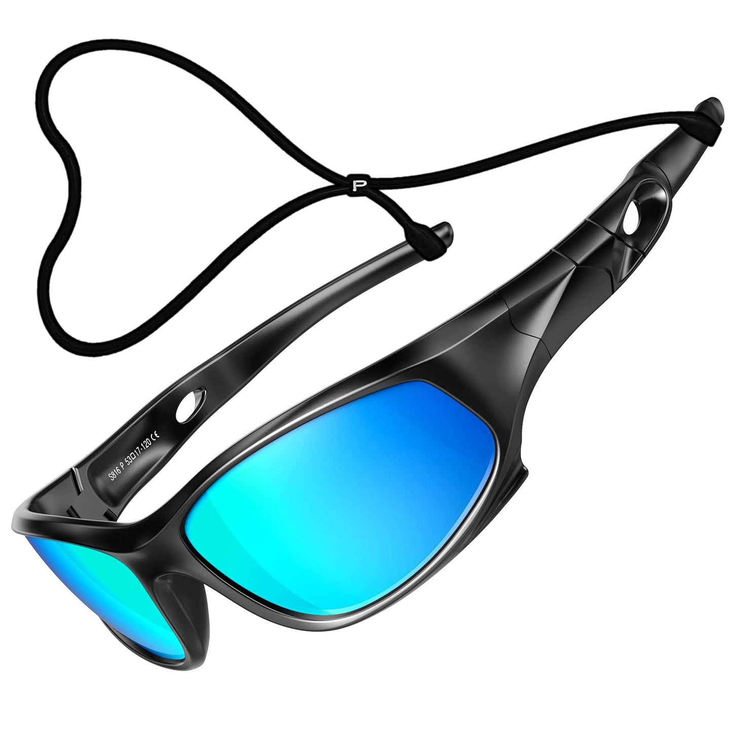 ATTCL Unbreakable Polarized Kids Sunglasses: UV Protection TR90 Ultra-Light Sports Sun Glasses for Boys Girls Age 4-11 shades 5025 black-blue-lens