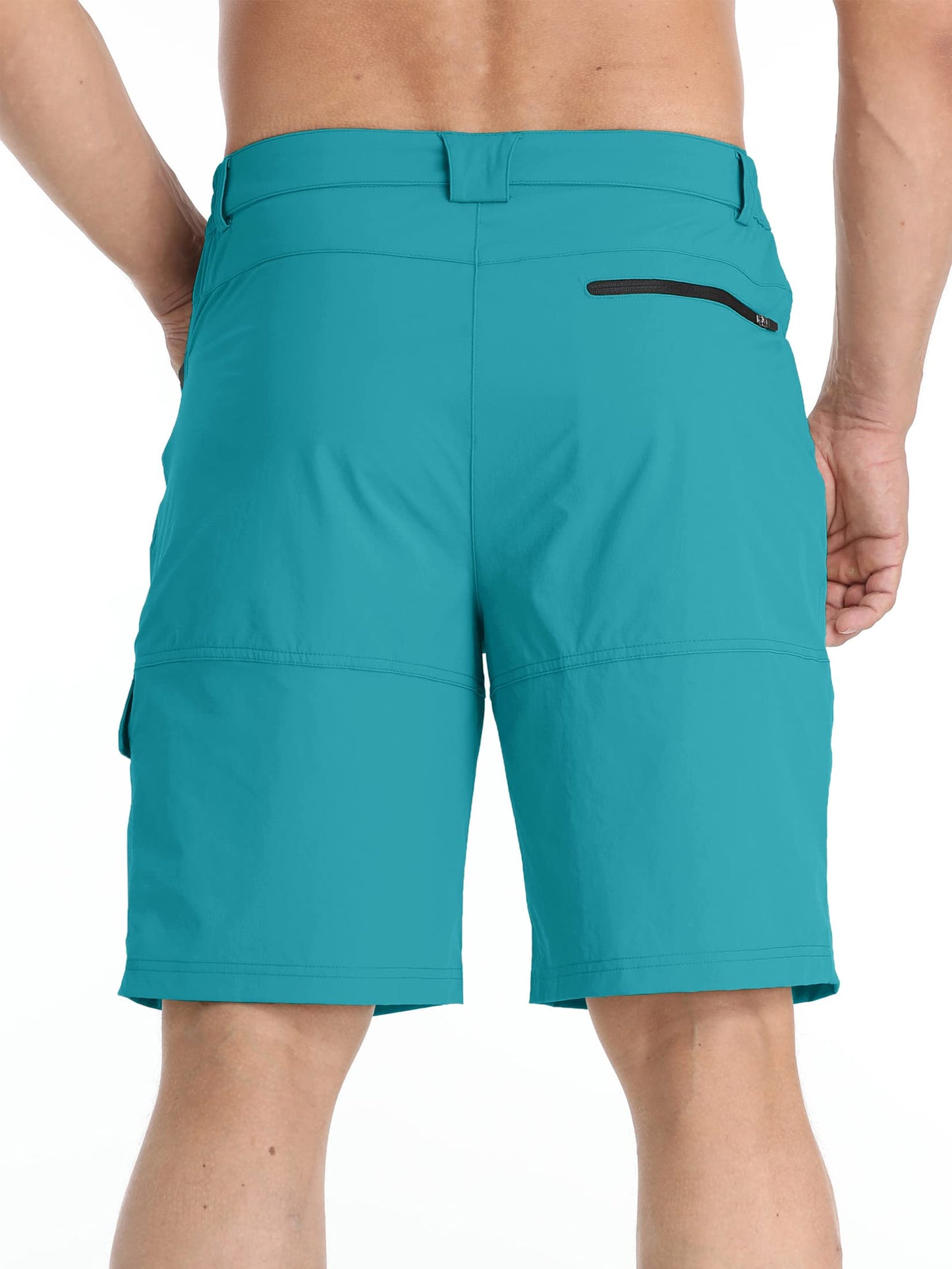 TACVASEN Men's Summer Hiking Cargo Shorts Lightweight Quick Dry Casual Golf Dress Tactical Shorts with Pockets Fishing Work Lake Blue 36