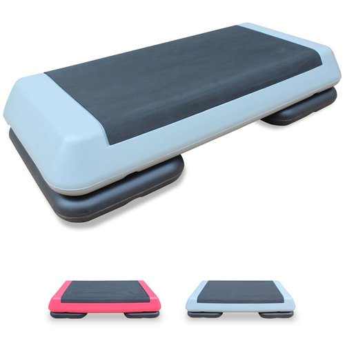 Aerobic Step Platform Height Adjustable Workout Step 4" - 6" for Fitness Strength Training with 2 Risers Gray