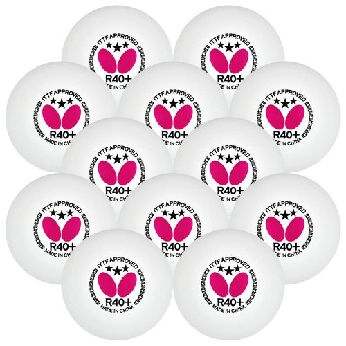 Butterfly R40+ Table Tennis Balls - 40mm White Ping Pong Ball - 3 Pack