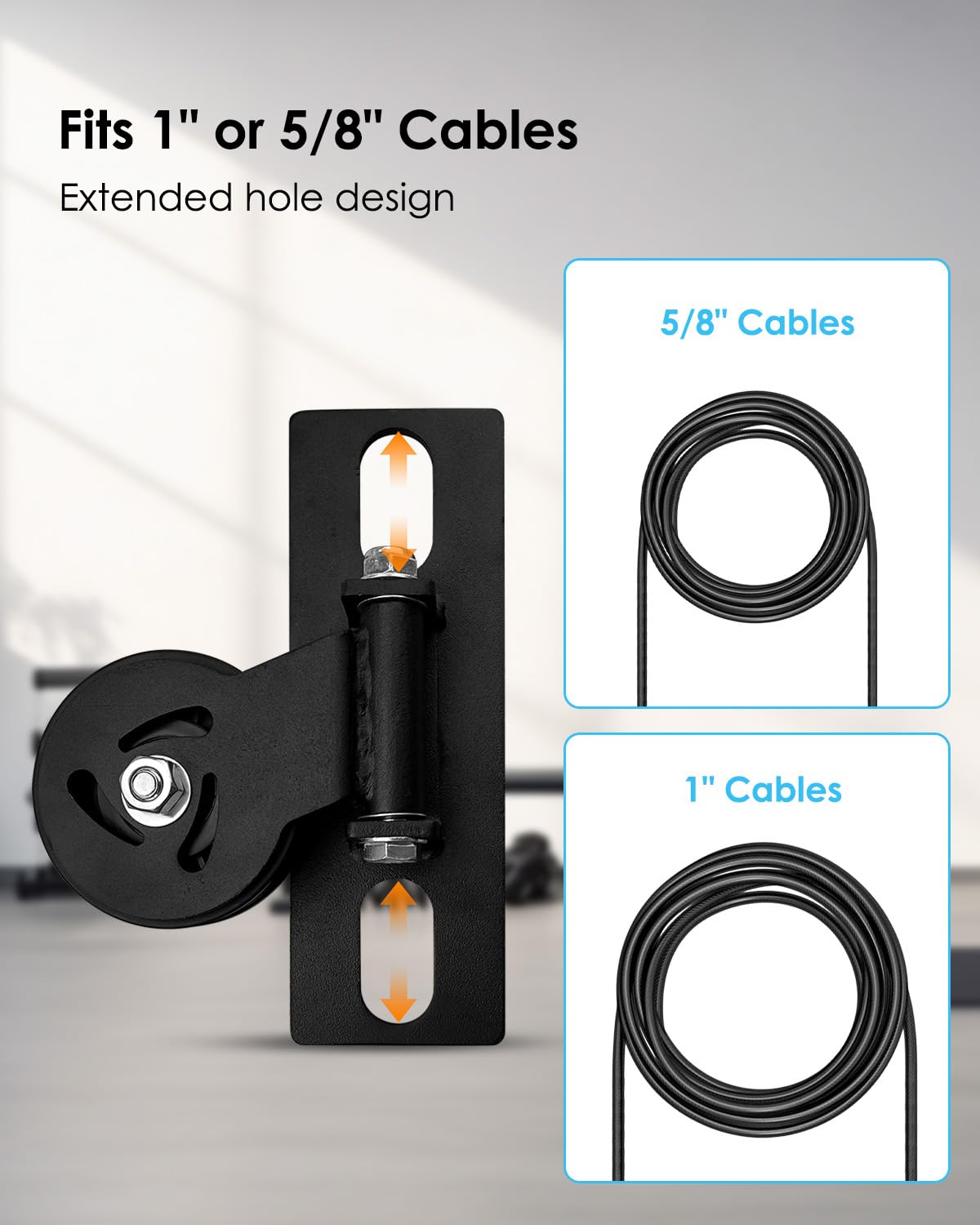 HZSIFU Heavy Duty Cable Pulley System for Squat Rack, 180° Gym Pulley Blocks Fits 1" or 5/8", Rotation Pulley System with Extended Slot Design for Home Gym