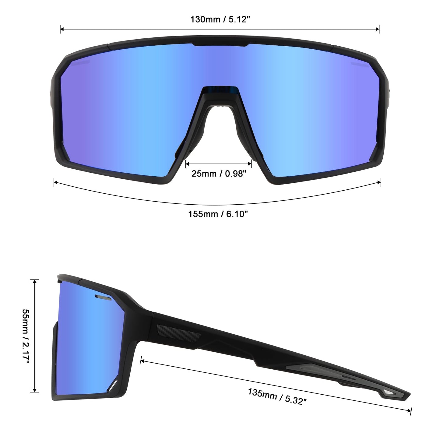 ToopMount Cycling Sunglasses with 2 Interchangeable Lenses, UV 400 Protection Coating Glasses of Full Rim TR90 Frame, Polarized Sports Glasses for Baseball Hiking, Athletic Sunglasses Youth Teens