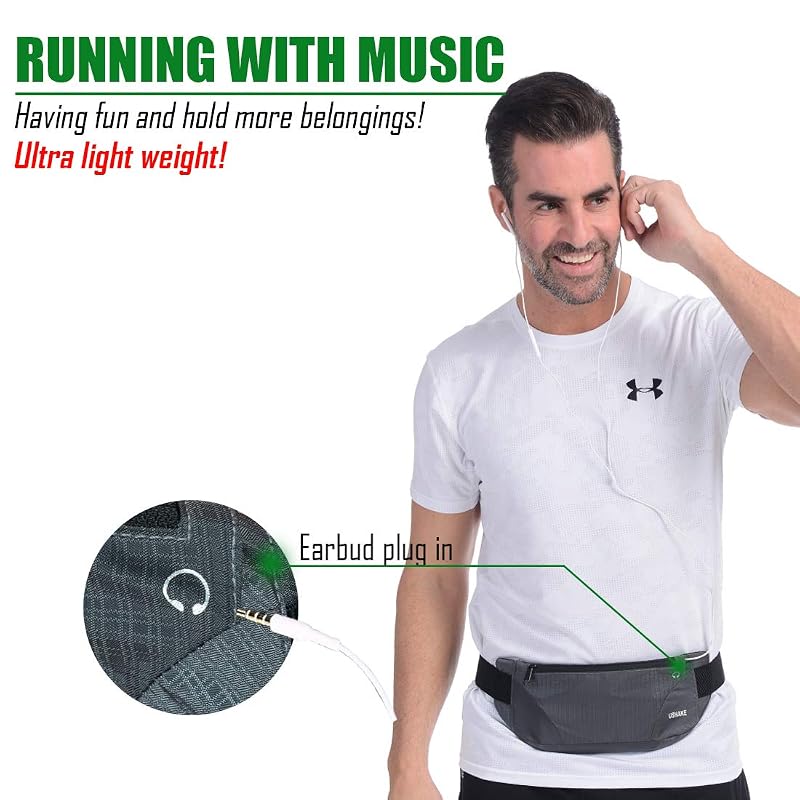 Ultra Light Running Belt for Phone - Bounce Free Waist Pack (Grey) – Fits 25.9-42 in
