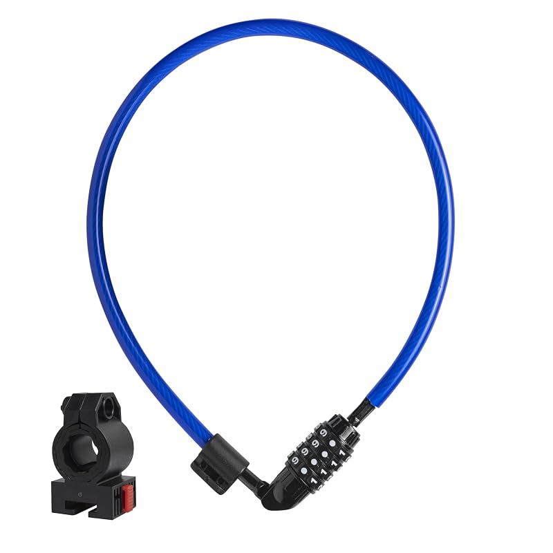 Anti-Theft Security Cable Lock, 2ft, Blue, Combination Lock, Weather Resistant