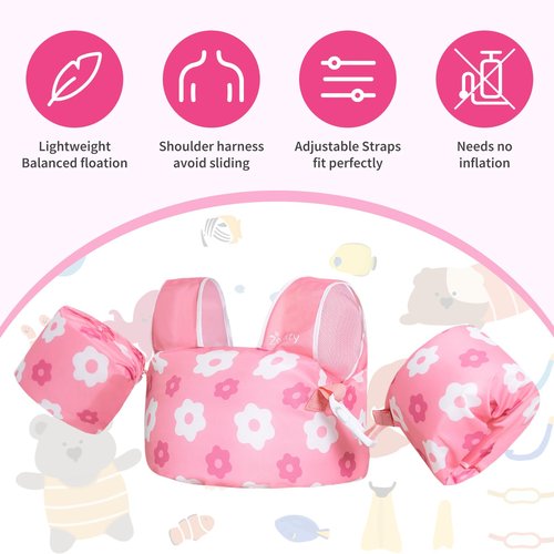 Zeraty Puddle Jumper Toddler Swim Vest for Kids, Toddler Floaties 2-3-4-5-6, Puddle Jumper 25-30-50-66 lbs Detachable Pool Float Kids and Arm Floaties Water Wing Boys and Girls