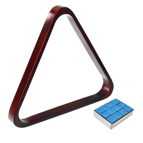 MoyanSuper Solid Wood Pool Ball Rack Billiard Ball Triangle Rack, Pool Table Ball Holder Positioning Rack,2-1/4" Pool Ball Rack (Burgundy Triangle Rack)