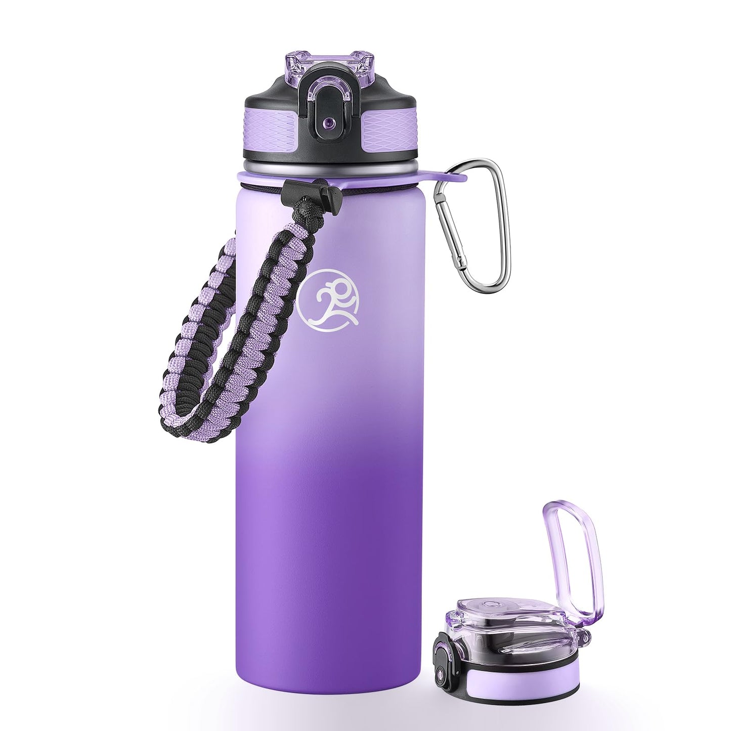 GOSWAG 24oz Insulated Stainless Steel Travel Water Bottle, 2 Lids