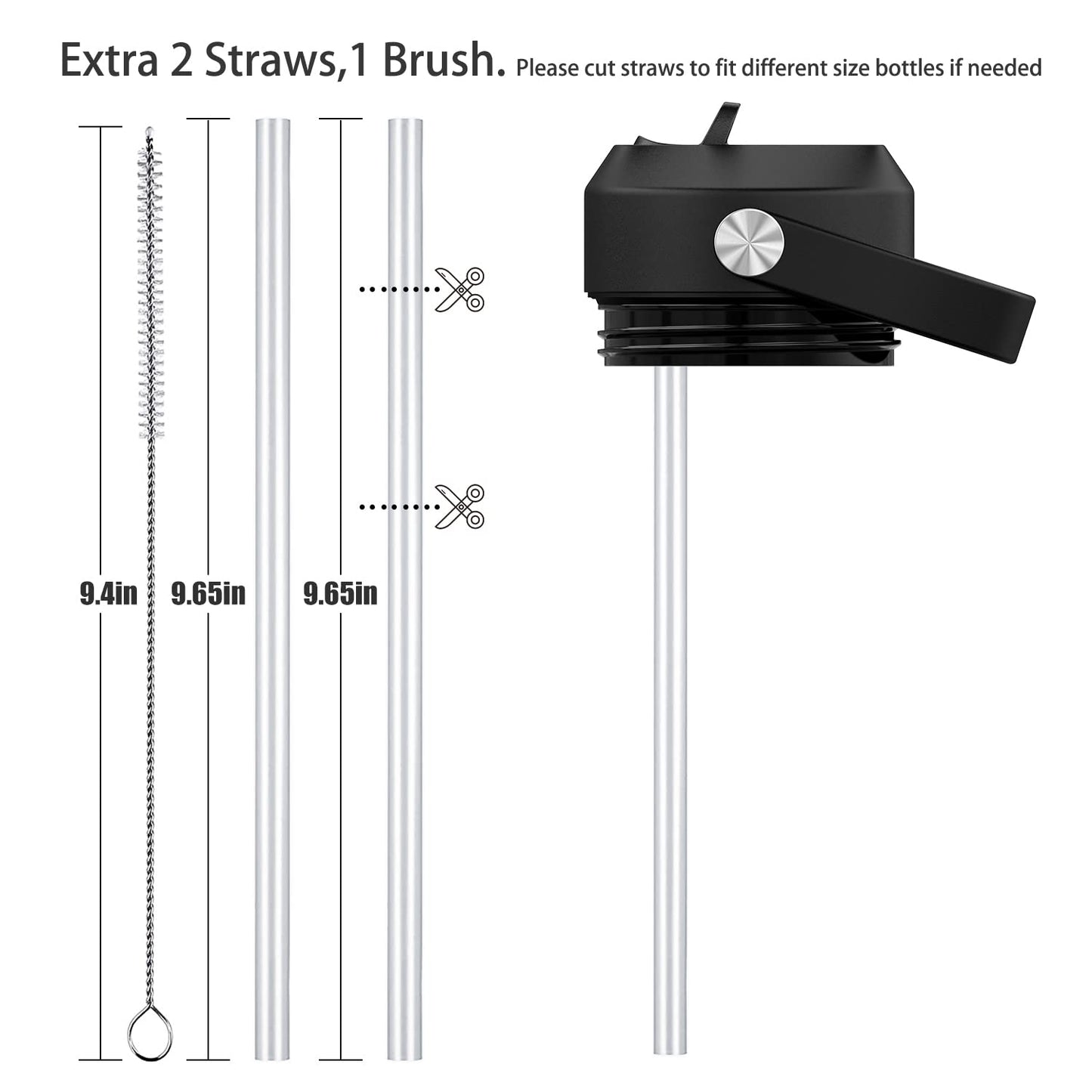 CHEETAH Straw Lid for Yeti Rambler Water Bottle 18 oz,26 oz,36 oz,46 oz,12 oz,64 oz,Straw Cap,Straws and Brush Include