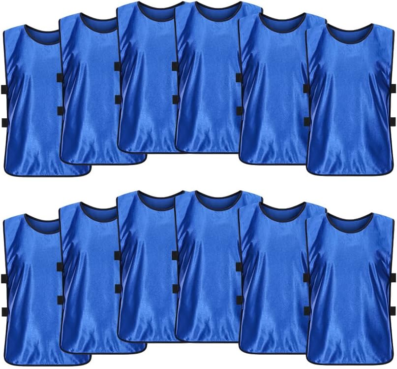 12 Pack Scrimmage Training Vest, Sports Pinnies, Practice Jerseys, Practice Vest for Adult Youth Kids.