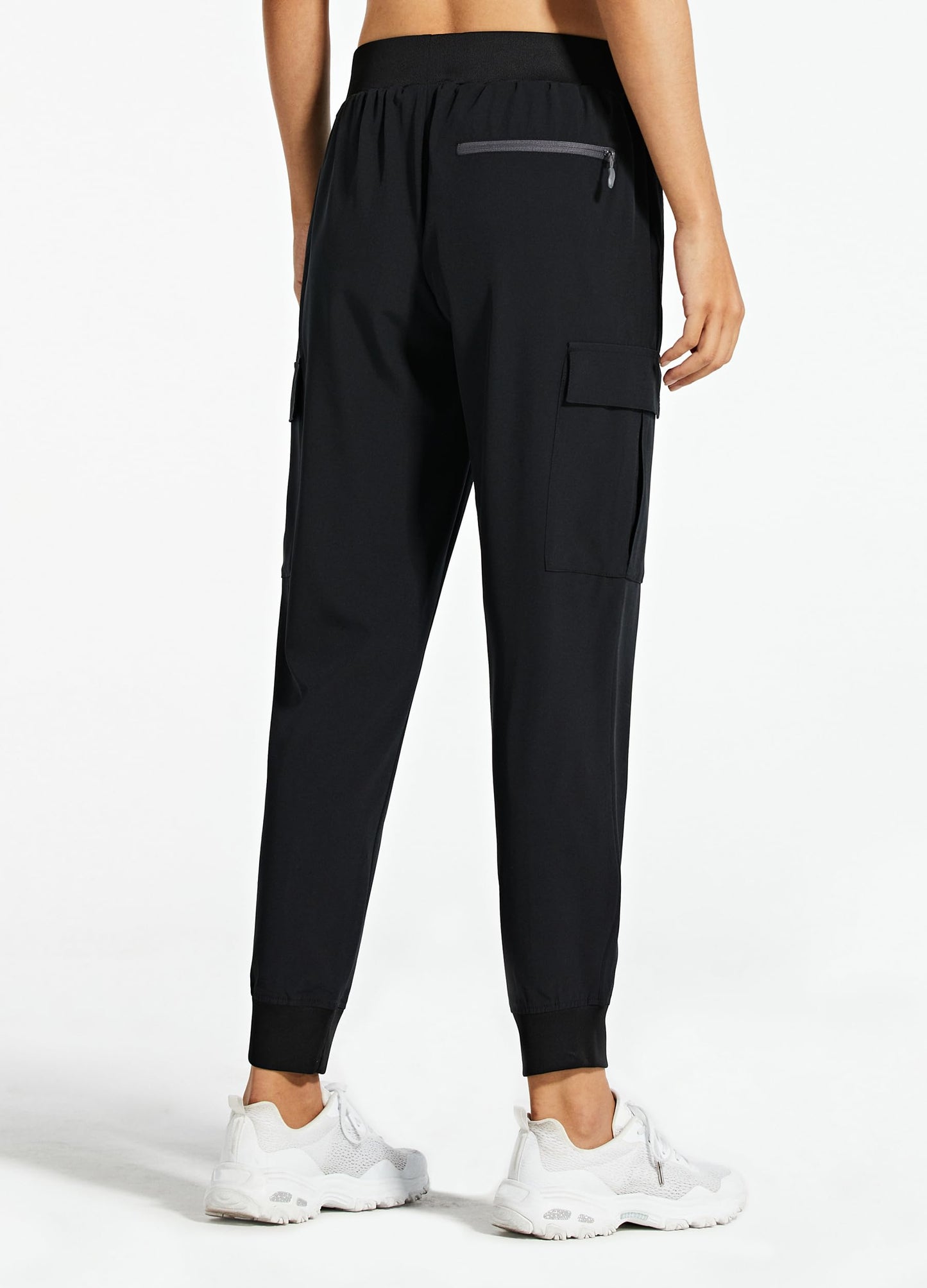 Libin Women's Cargo Joggers Lightweight Quick Dry Hiking Pants Athletic Lounge Casual Travel Petite, Black XS