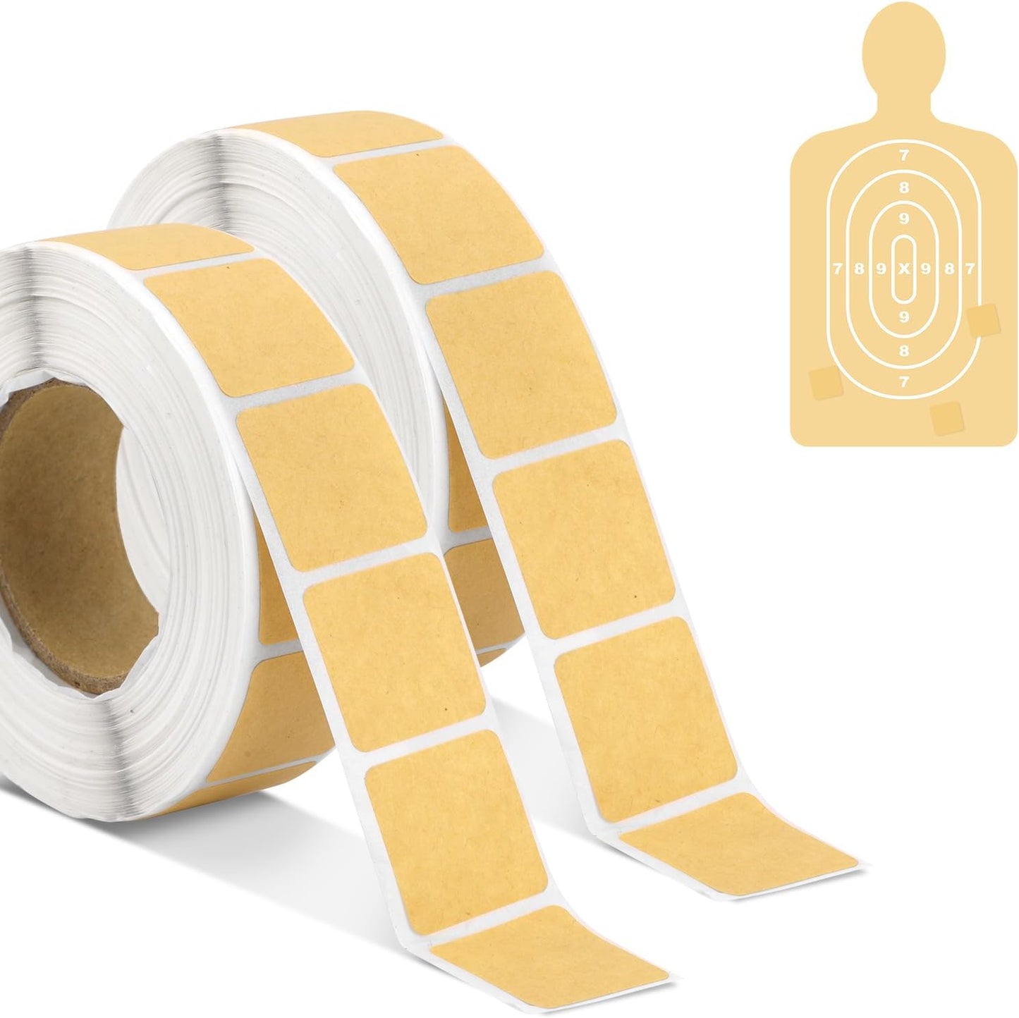 2000pcs/2 Rolls Target Pasters, 1 Inch Self-Adhesive Target Stickers Tape Square Shooting Cardboard Paper Targets Label Marker for Shooting Range Practice