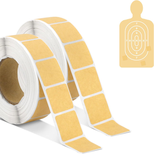 2000pcs/2 Rolls Target Pasters, 1 Inch Self-Adhesive Target Stickers Tape Square Shooting Cardboard Paper Targets Label Marker for Shooting Range Practice
