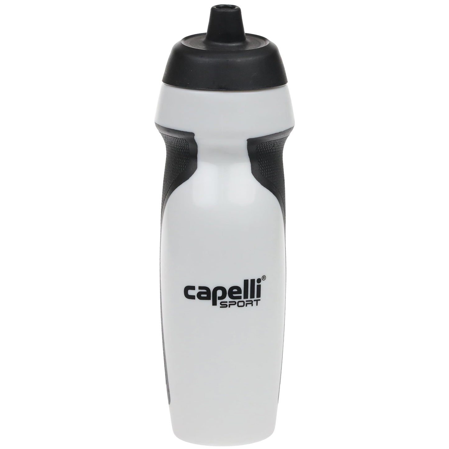 Capelli Sport Sports Water Bottle, Plastic Squeeze Water Bottle with Easy Open Nozzle and Grip Panels, White