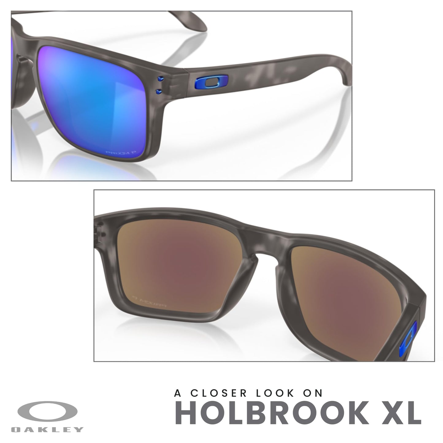 OAKLEY Holbrook OO9102 9102G7 57MM Matte Black Tortoise/Prizm Sapphire Polarized Square Sunglasses For Men+ Bundle Accessory Leash Kit, Microfiber Pouch