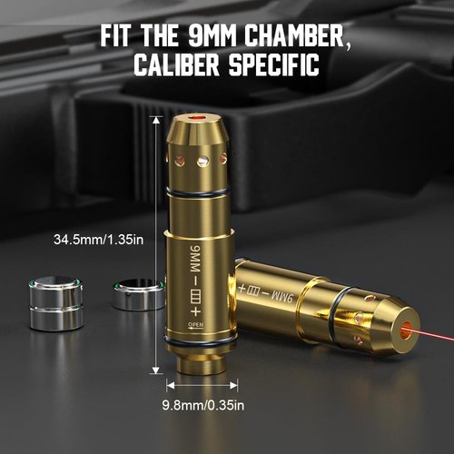 VANTARA 9mm Laser Training Cartridge for Dry Fire Laser Training Brass Shell with 3 Set Batteries