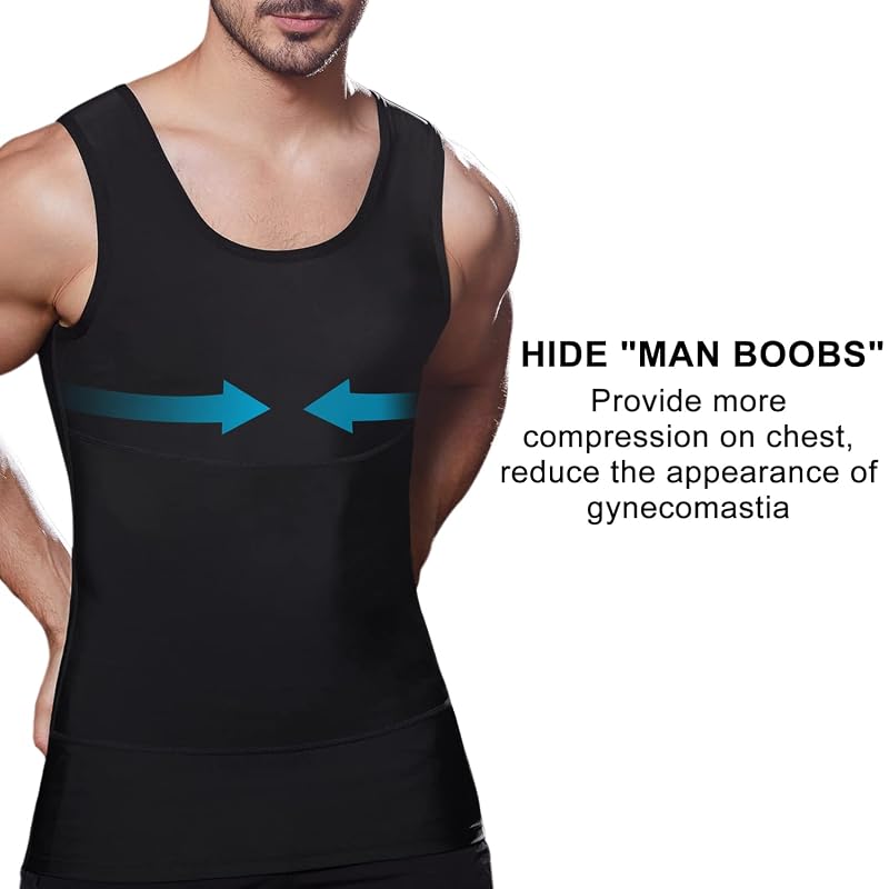 Lgtfy 2 Pack Mens Compression Tank Top Shapewear Slimming Vest - Black XX-Large