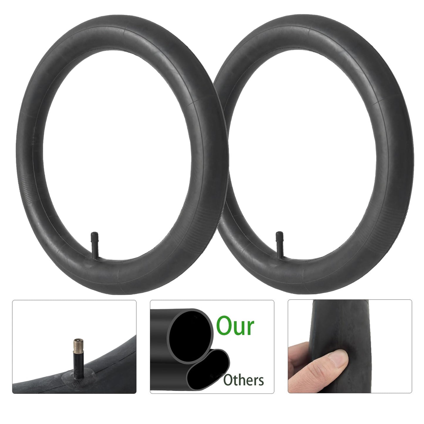 2-Pcs 18x2.125 Bike Tube 18x1.95 Bike Tube 18x1.75 Inner Tube 18 x 2.125 18 x 1.95 18 x 1.75 Tube, Schrader Valve