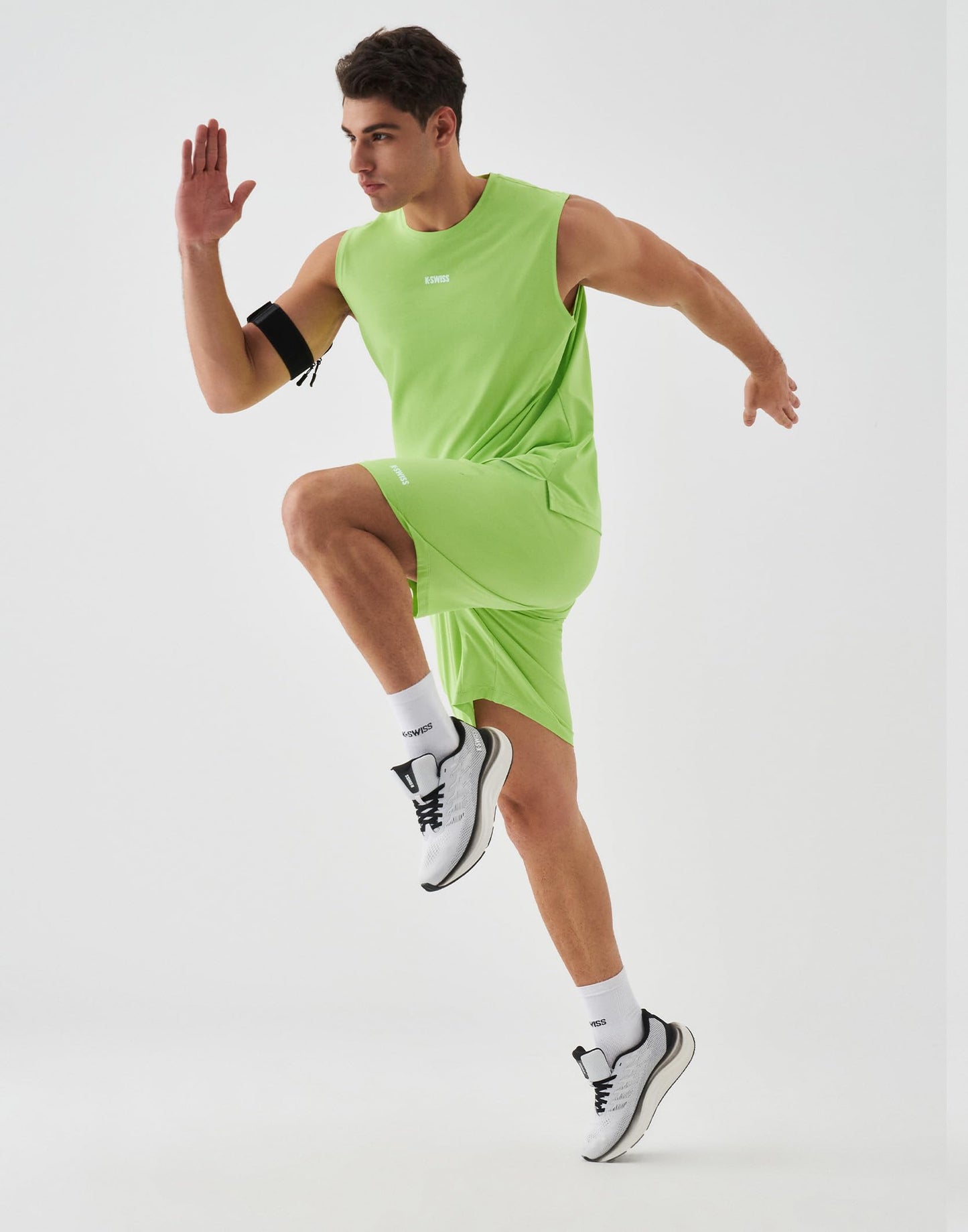 K-Swiss Men's Athletic Running Shorts - Lightweight Breathable Workout Shorts Sports Gym Basketball 7", Neon Green M